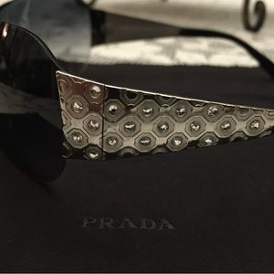 VINTAGE PRADA SUNGLASSES WITH SWAROVSKI CRYSTALS COMPLETE WITH CASE!!